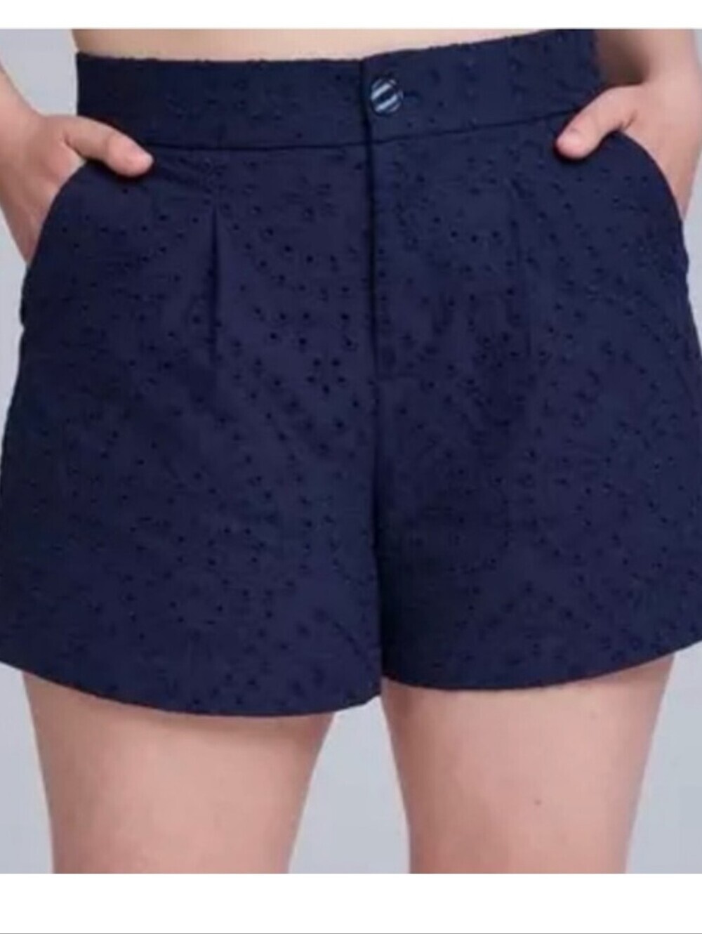 Torrid Belle Isle Navy Blue Cotton Eyelet Shorts